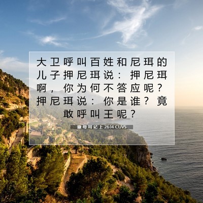 Picture 07 - 撒 母 耳 记 上 26:14 CUVS - 大 卫 呼 叫 百 姓 和 尼 珥 的 儿 子 - Bible Verse Picture