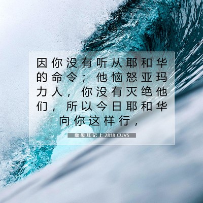 Picture 07 - 撒 母 耳 记 上 28:18 CUVS - 因 你 没 有 听 从 耶 和 华 的 命 令 - Bible Verse Picture
