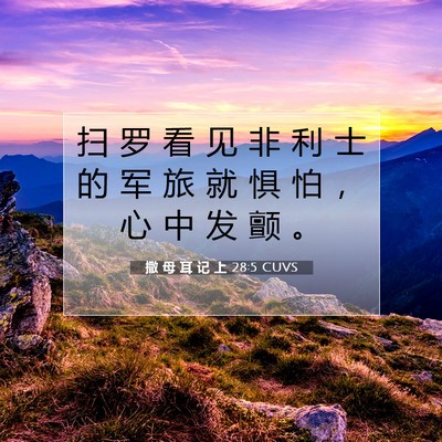 Picture 07 - 撒 母 耳 记 上 28:5 CUVS - 扫 罗 看 见 非 利 士 的 军 旅 就 惧 - Bible Verse Picture