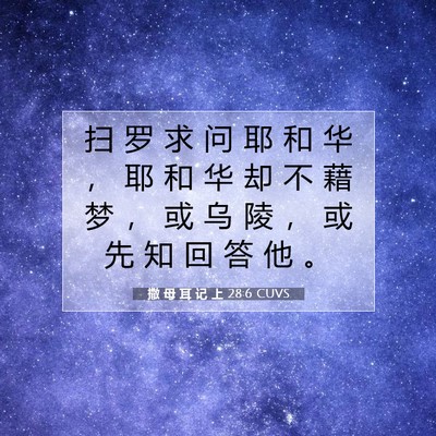 Picture 07 - 撒 母 耳 记 上 28:6 CUVS - 扫 罗 求 问 耶 和 华 ， 耶 和 华 却 - Bible Verse Picture