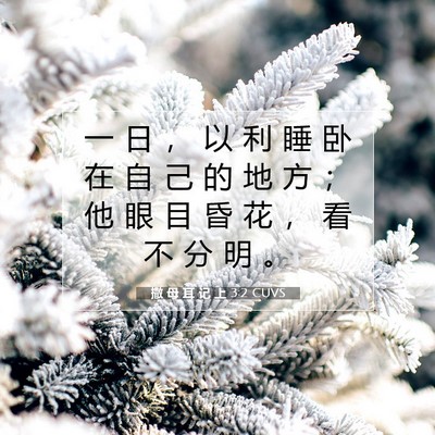 Picture 07 - 撒 母 耳 记 上 3:2 CUVS - 一 日 ， 以 利 睡 卧 在 自 己 的 地 - Bible Verse Picture