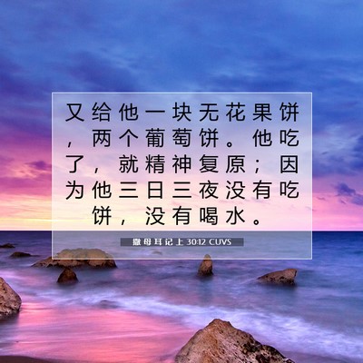 Picture 07 - 撒 母 耳 记 上 30:12 CUVS - 又 给 他 一 块 无 花 果 饼 ， 两 个 - Bible Verse Picture