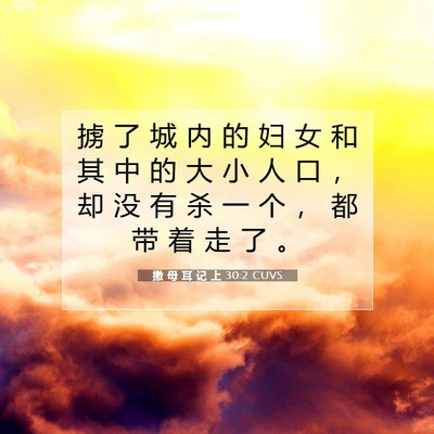 Picture 07 - 撒 母 耳 记 上 30:2 CUVS - 掳 了 城 内 的 妇 女 和 其 中 的 大 - Bible Verse Picture
