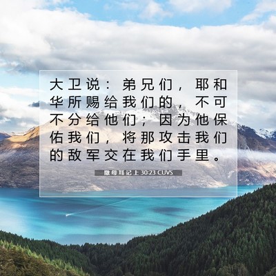 Picture 07 - 撒 母 耳 记 上 30:23 CUVS - 大 卫 说 ： 弟 兄 们 ， 耶 和 华 所 - Bible Verse Picture