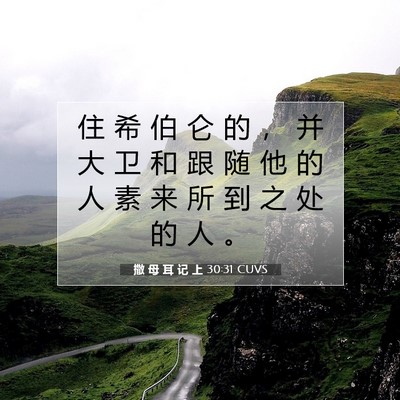 Picture 07 - 撒 母 耳 记 上 30:31 CUVS - 住 希 伯 仑 的 ， 并 大 卫 和 跟 随 - Bible Verse Picture