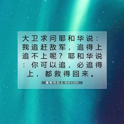 Picture 07 - 撒 母 耳 记 上 30:8 CUVS - 大 卫 求 问 耶 和 华 说 ： 我 追 赶 - Bible Verse Picture