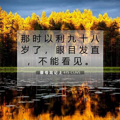 Picture 07 - 撒 母 耳 记 上 4:15 CUVS - 那 时 以 利 九 十 八 岁 了 ， 眼 目 - Bible Verse Picture