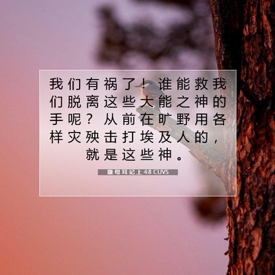 Picture 07 - 撒 母 耳 记 上 4:8 CUVS - 我 们 有 祸 了 ！ 谁 能 救 我 们 脱 - Bible Verse Picture
