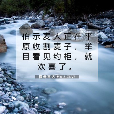 Picture 07 - 撒 母 耳 记 上 6:13 CUVS - 伯 示 麦 人 正 在 平 原 收 割 麦 子 - Bible Verse Picture