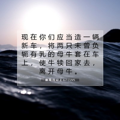 Picture 07 - 撒 母 耳 记 上 6:7 CUVS - 现 在 你 们 应 当 造 一 辆 新 车 ， - Bible Verse Picture