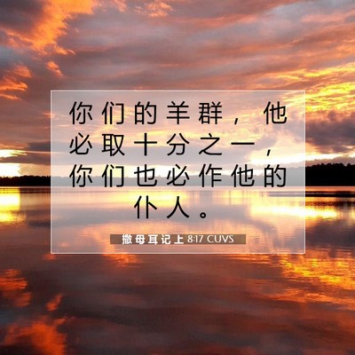 Picture 07 - 撒 母 耳 记 上 8:17 CUVS - 你 们 的 羊 群 ， 他 必 取 十 分 之 - Bible Verse Picture