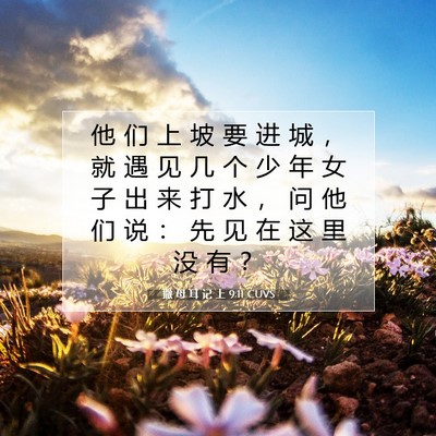 Picture 07 - 撒 母 耳 记 上 9:11 CUVS - 他 们 上 坡 要 进 城 ， 就 遇 见 几 - Bible Verse Picture