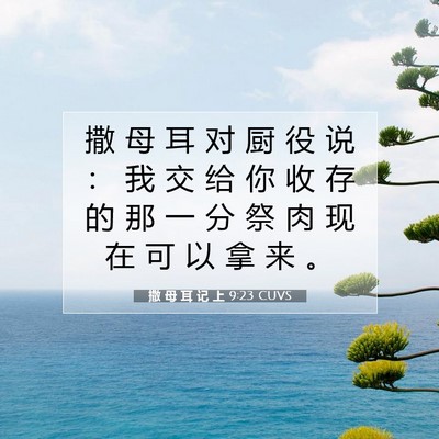 Picture 07 - 撒 母 耳 记 上 9:23 CUVS - 撒 母 耳 对 厨 役 说 ： 我 交 给 你 - Bible Verse Picture