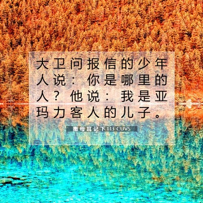 Picture 07 - 撒 母 耳 记 下 1:13 CUVS - 大 卫 问 报 信 的 少 年 人 说 ： 你 - Bible Verse Picture