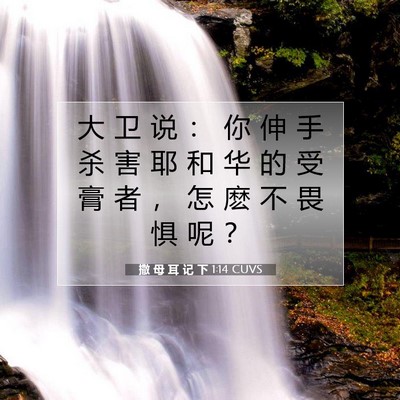 Picture 07 - 撒 母 耳 记 下 1:14 CUVS - 大 卫 说 ： 你 伸 手 杀 害 耶 和 华 - Bible Verse Picture