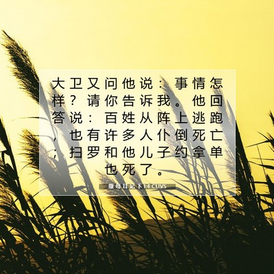 Picture 07 - 撒 母 耳 记 下 1:4 CUVS - 大 卫 又 问 他 说 ： 事 情 怎 样 ？ - Bible Verse Picture