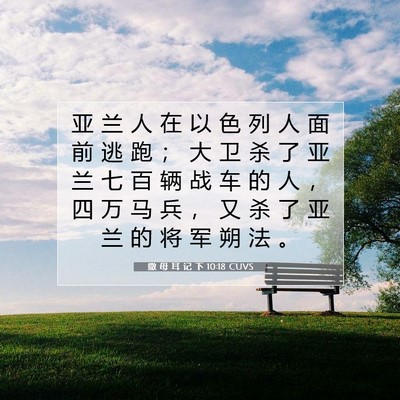 Picture 07 - 撒 母 耳 记 下 10:18 CUVS - 亚 兰 人 在 以 色 列 人 面 前 逃 跑 - Bible Verse Picture