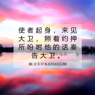 Picture 07 - 撒 母 耳 记 下 11:22 CUVS - 使 者 起 身 ， 来 见 大 卫 ， 照 着 - Bible Verse Picture