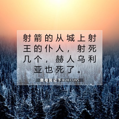 Picture 07 - 撒 母 耳 记 下 11:24 CUVS - 射 箭 的 从 城 上 射 王 的 仆 人 ， - Bible Verse Picture