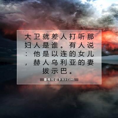 Picture 07 - 撒 母 耳 记 下 11:3 CUVS - 大 卫 就 差 人 打 听 那 妇 人 是 谁 - Bible Verse Picture