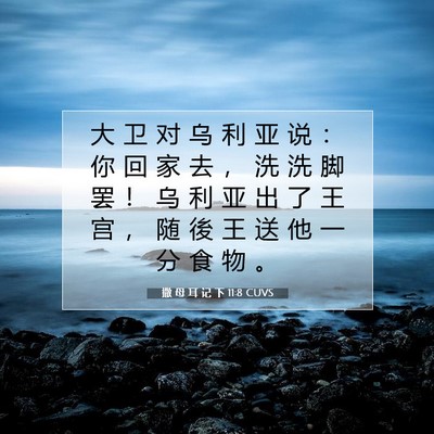 Picture 07 - 撒 母 耳 记 下 11:8 CUVS - 大 卫 对 乌 利 亚 说 ： 你 回 家 去 - Bible Verse Picture