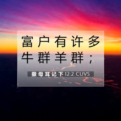 Picture 07 - 撒 母 耳 记 下 12:2 CUVS - 富 户 有 许 多 牛 群 羊 群 - Bible Verse Picture