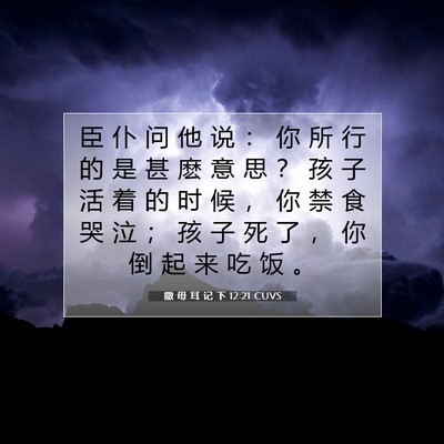 Picture 07 - 撒 母 耳 记 下 12:21 CUVS - 臣 仆 问 他 说 ： 你 所 行 的 是 甚 - Bible Verse Picture