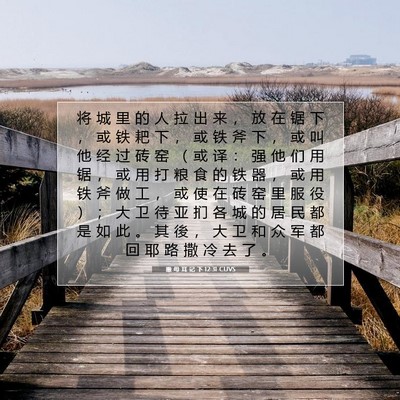 Picture 07 - 撒 母 耳 记 下 12:31 CUVS - 将 城 里 的 人 拉 出 来 ， 放 在 锯 - Bible Verse Picture
