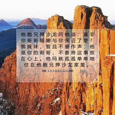 Picture 07 - 撒 母 耳 记 下 13:20 CUVS - 他 胞 兄 押 沙 龙 问 他 说 ： 莫 非 - Bible Verse Picture