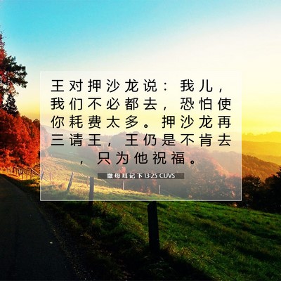 Picture 07 - 撒 母 耳 记 下 13:25 CUVS - 王 对 押 沙 龙 说 ： 我 儿 ， 我 们 - Bible Verse Picture