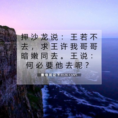 Picture 07 - 撒 母 耳 记 下 13:26 CUVS - 押 沙 龙 说 ： 王 若 不 去 ， 求 王 - Bible Verse Picture