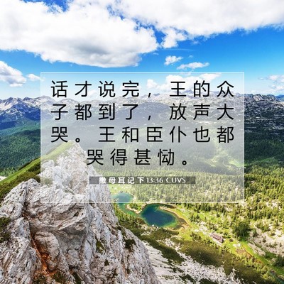 Picture 07 - 撒 母 耳 记 下 13:36 CUVS - 话 才 说 完 ， 王 的 众 子 都 到 了 - Bible Verse Picture