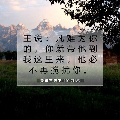 Picture 07 - 撒 母 耳 记 下 14:10 CUVS - 王 说 ： 凡 难 为 你 的 ， 你 就 带 - Bible Verse Picture