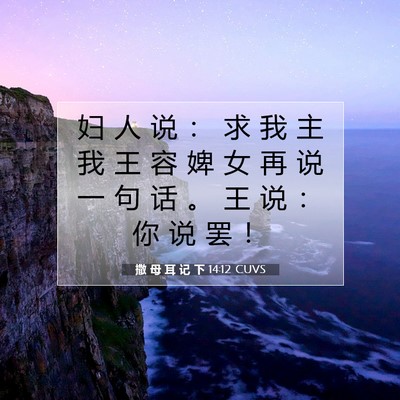 Picture 07 - 撒 母 耳 记 下 14:12 CUVS - 妇 人 说 ： 求 我 主 我 王 容 婢 女 - Bible Verse Picture