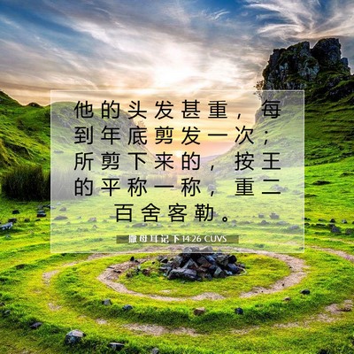 Picture 07 - 撒 母 耳 记 下 14:26 CUVS - 他 的 头 发 甚 重 ， 每 到 年 底 剪 - Bible Verse Picture