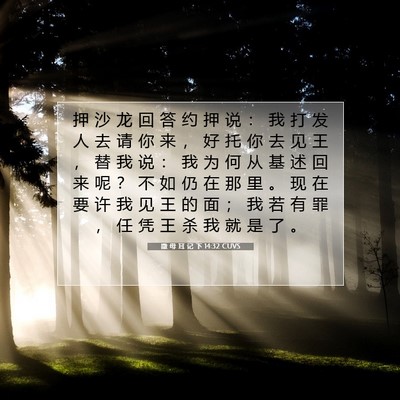 Picture 07 - 撒 母 耳 记 下 14:32 CUVS - 押 沙 龙 回 答 约 押 说 ： 我 打 发 - Bible Verse Picture