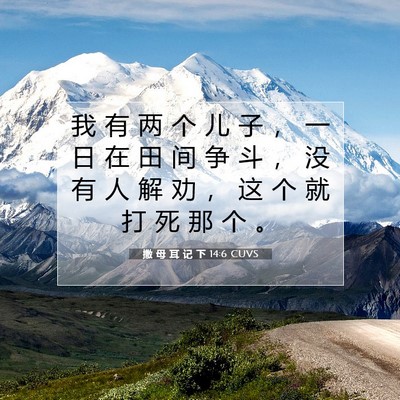 Picture 07 - 撒 母 耳 记 下 14:6 CUVS - 我 有 两 个 儿 子 ， 一 日 在 田 间 - Bible Verse Picture