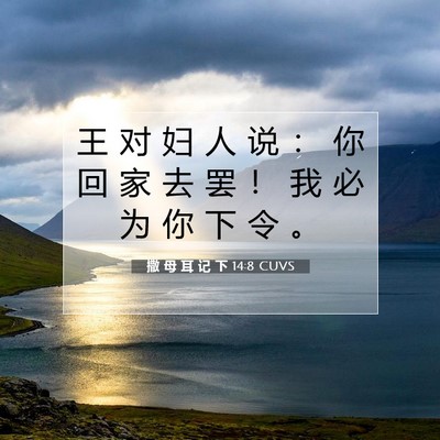 Picture 07 - 撒 母 耳 记 下 14:8 CUVS - 王 对 妇 人 说 ： 你 回 家 去 罢 ！ - Bible Verse Picture