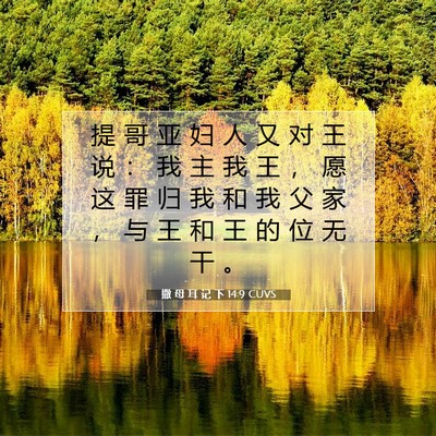 Picture 07 - 撒 母 耳 记 下 14:9 CUVS - 提 哥 亚 妇 人 又 对 王 说 ： 我 主 - Bible Verse Picture