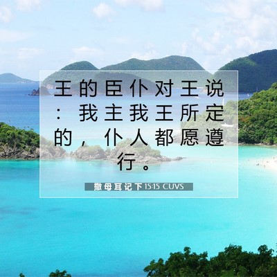 Picture 07 - 撒 母 耳 记 下 15:15 CUVS - 王 的 臣 仆 对 王 说 ： 我 主 我 王 - Bible Verse Picture