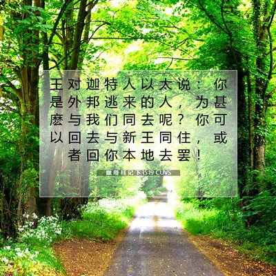 Picture 07 - 撒 母 耳 记 下 15:19 CUVS - 王 对 迦 特 人 以 太 说 ： 你 是 外 - Bible Verse Picture