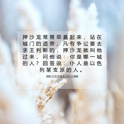Picture 07 - 撒 母 耳 记 下 15:2 CUVS - 押 沙 龙 常 常 早 晨 起 来 ， 站 在 - Bible Verse Picture