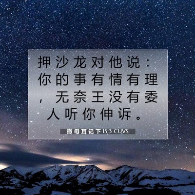 Picture 07 - 撒 母 耳 记 下 15:3 CUVS - 押 沙 龙 对 他 说 ： 你 的 事 有 情 - Bible Verse Picture