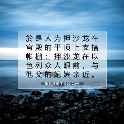 Picture 07 - 撒 母 耳 记 下 16:22 CUVS - 於 是 人 为 押 沙 龙 在 宫 殿 的 平 - Bible Verse Picture