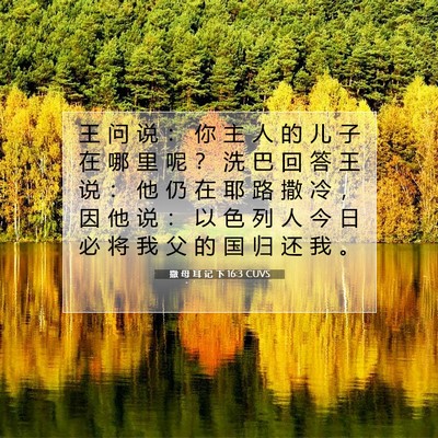 Picture 07 - 撒 母 耳 记 下 16:3 CUVS - 王 问 说 ： 你 主 人 的 儿 子 在 哪 - Bible Verse Picture