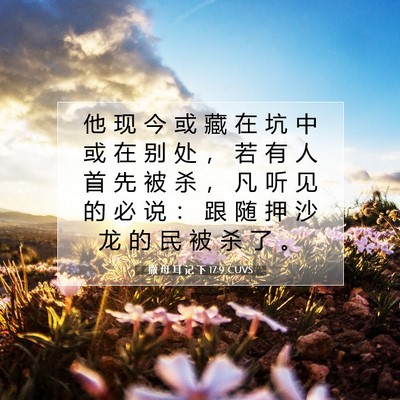 Picture 07 - 撒 母 耳 记 下 17:9 CUVS - 他 现 今 或 藏 在 坑 中 或 在 别 处 - Bible Verse Picture