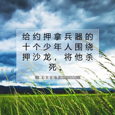 Picture 07 - 撒 母 耳 记 下 18:15 CUVS - 给 约 押 拿 兵 器 的 十 个 少 年 人 - Bible Verse Picture