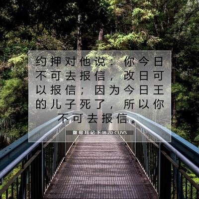 Picture 07 - 撒 母 耳 记 下 18:20 CUVS - 约 押 对 他 说 ： 你 今 日 不 可 去 - Bible Verse Picture