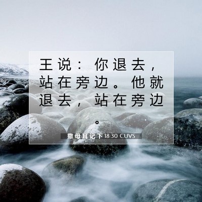 Picture 07 - 撒 母 耳 记 下 18:30 CUVS - 王 说 ： 你 退 去 ， 站 在 旁 边 。 - Bible Verse Picture