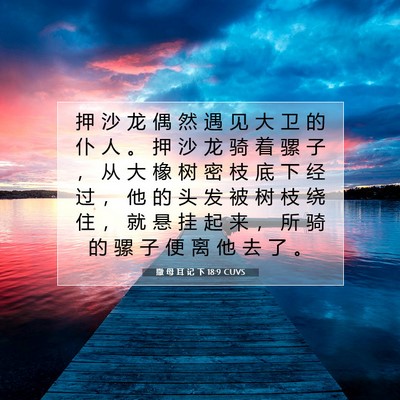 Picture 07 - 撒 母 耳 记 下 18:9 CUVS - 押 沙 龙 偶 然 遇 见 大 卫 的 仆 人 - Bible Verse Picture
